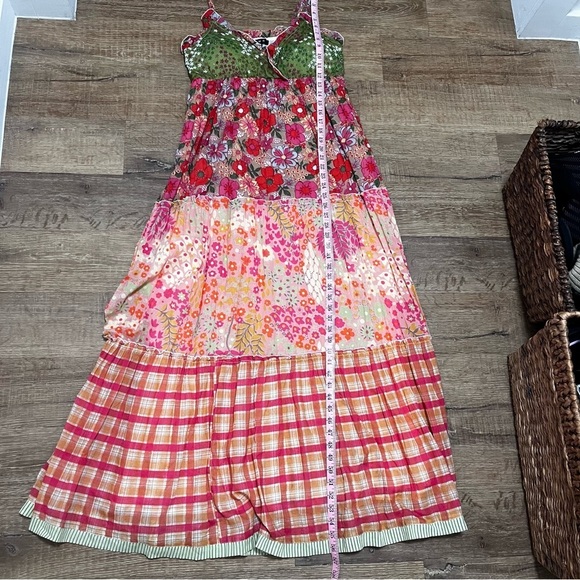 DIMRI Floral Cotton Tiered Boho Patchwork Maxi Dress Size Medium - Picture 9 of 10
